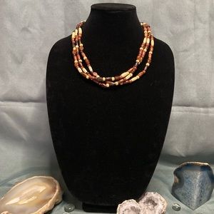 Wooden Beaded Vintage Multi-strand Earthy Necklace